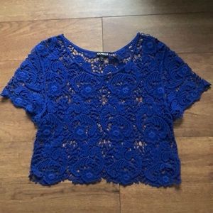 Blue lace crop top